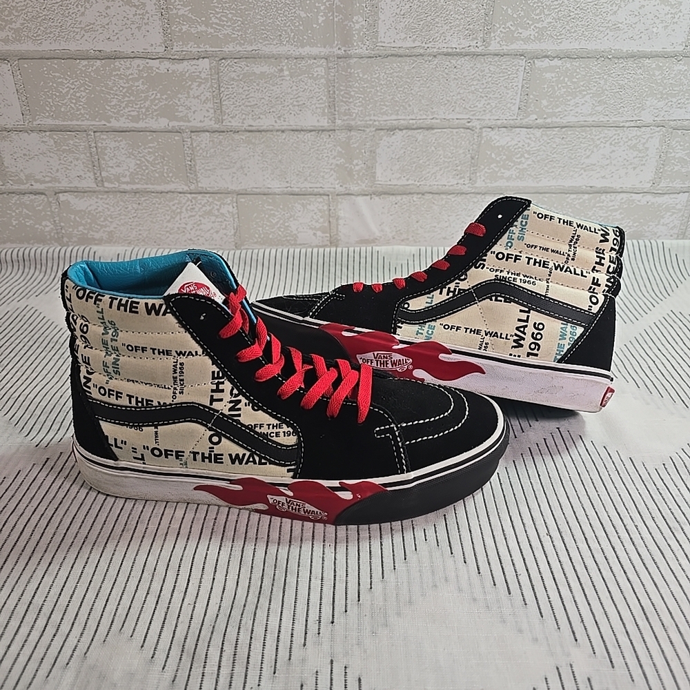 Vans SK8-HI City Map Flames Black Gum Shoes Men's Hi Top OTW Skate Size 9